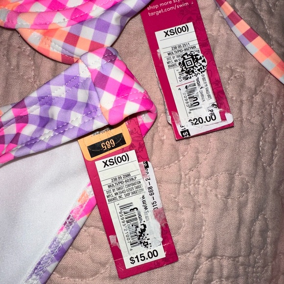 Xhilaration pink, purple, and orange plaid bikini, size XS, nwt - Picture 5 of 5